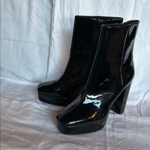 Madden Girl Black Heeled Boots with Platform Sole